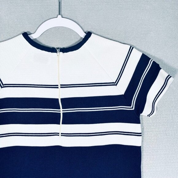 Vintage Neusteters Sweater Women S Blue Knit Short Sleeve Zip Back - Picture 6 of 10